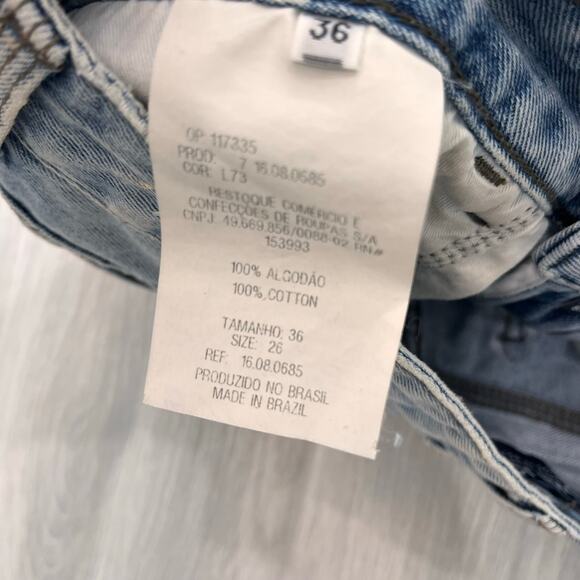 John John Women's 25 Distressed Denim Fringed Bottom Mini Skirt NWT - Picture 3 of 7